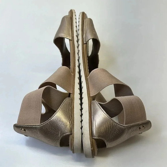 Sorel Ella Sandals Flats Leather Shoes Crisscross Strap Gold Brown Size 7.5 - Picture 6 of 8